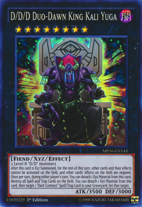 yugioh cards with 3000 attack D/D/D Duo-Dawn King Kali Yuga [MP16-EN143] Super Rare – Media Reload