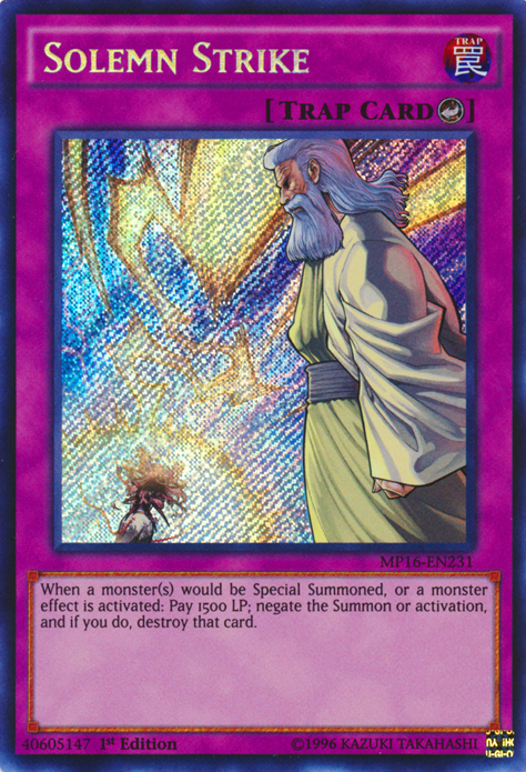 Yugioh Solemn Scolding MP15-EN186 Secret Rare 1st Edition LP