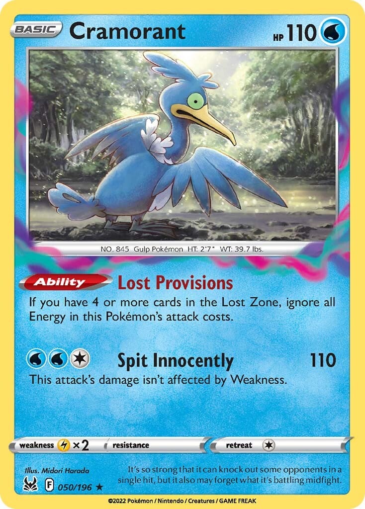 what pokemon set has 196 cards Cramorant (050/196) [Sword & Shield: Lost Origin] – Media Reload