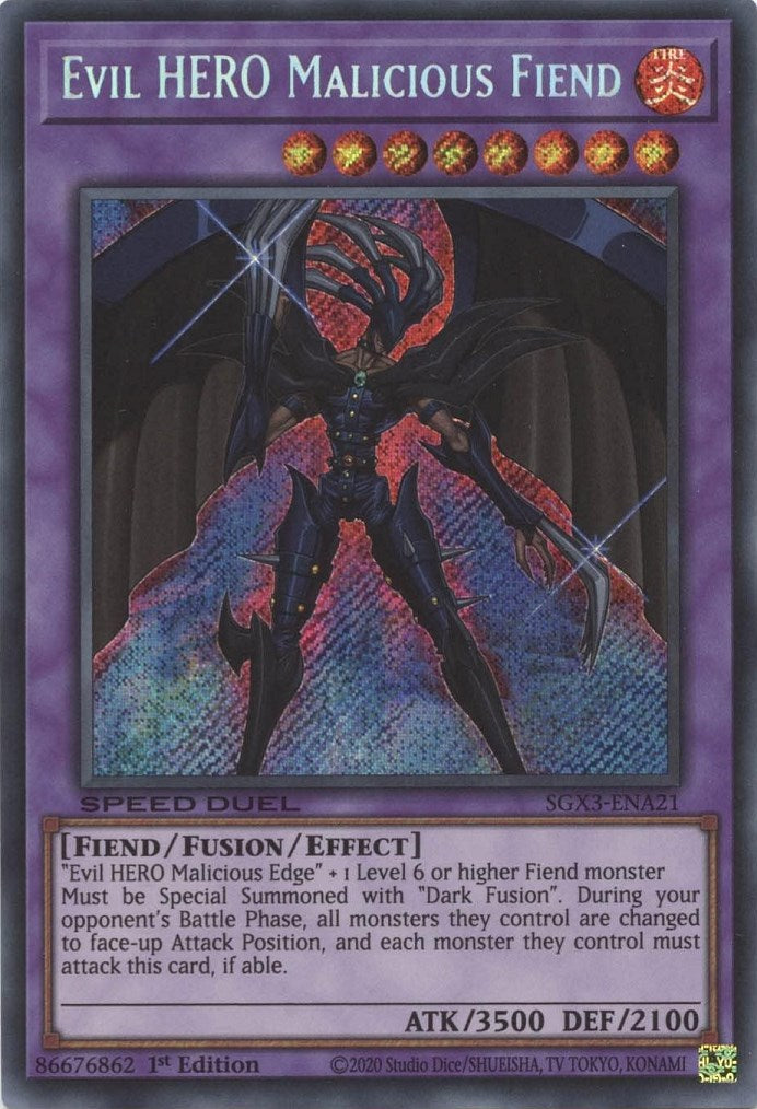 Evil HERO Malicious Fiend [SGX3-ENA21] Secret Rare  Media Reload