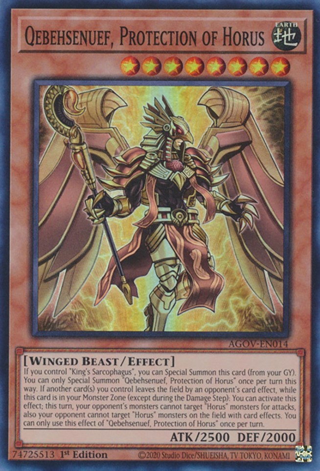 yugioh new horus cards Qebehsenuef, Protection of Horus [AGOV-EN014] Super Rare – Media Reload