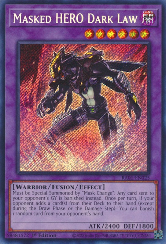 yugioh all masked hero cards Masked HERO Dark Law [RA01-EN025] Secret Rare – Media Reload