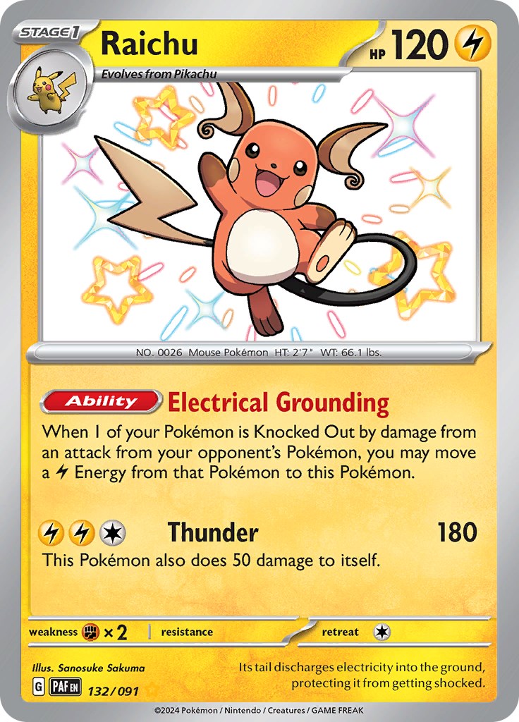 Raichu (132/091) [Scarlet & Violet: Paldean Fates] – Media Reload