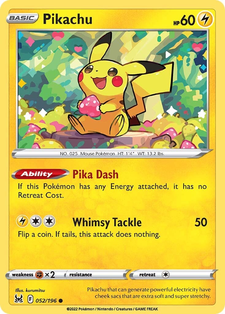 what pokemon set has 196 cards Pikachu (052/196) [Sword & Shield: Lost Origin]