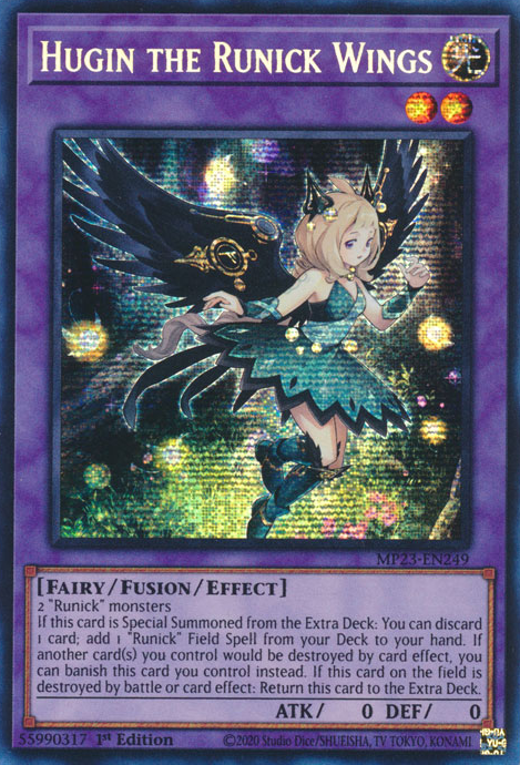 Hugin the Runick Wings [MP23-EN249] Prismatic Secret Rare – Media Reload
