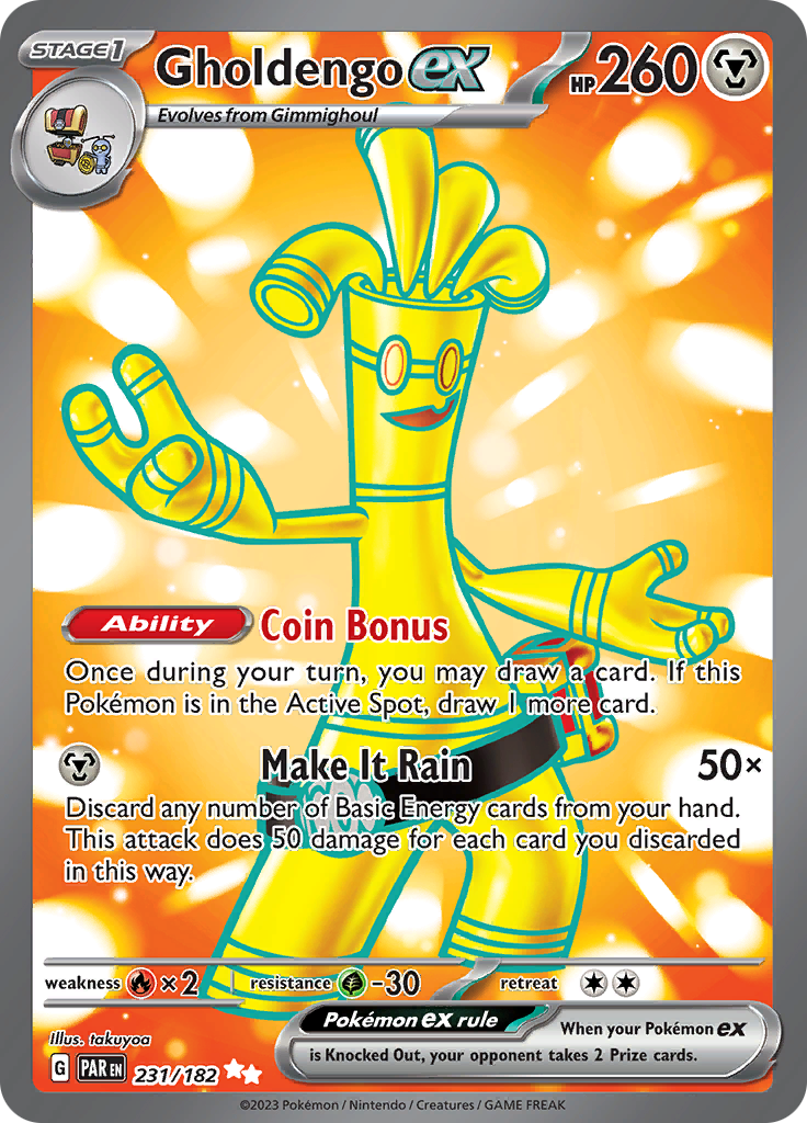 secret art rare pokemon cards Gholdengo ex (231/182) [Scarlet & Violet: Paradox Rift] – Media Reload