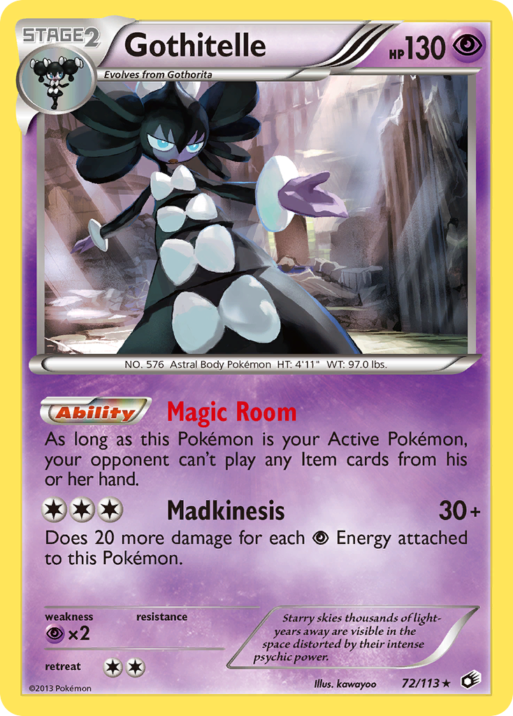 what pokemon set has 72 cards Gothitelle (72/113) [Black & White: Legendary Treasures] – Media Reload