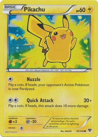 pokemon cards 2014 Pikachu (42/146) (2014 Movie Promo) [Miscellaneous Cards] – Media Reload Originally released October 2014 AI Generated art Magic version:Limit Break train