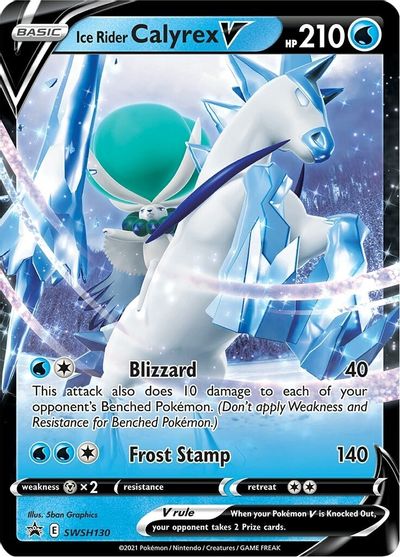 ice rider calyrex pokemon card value Ice Rider Calyrex V (SWSH130) (Jumbo Card) [Sword & Shield: Black Star  Promos]