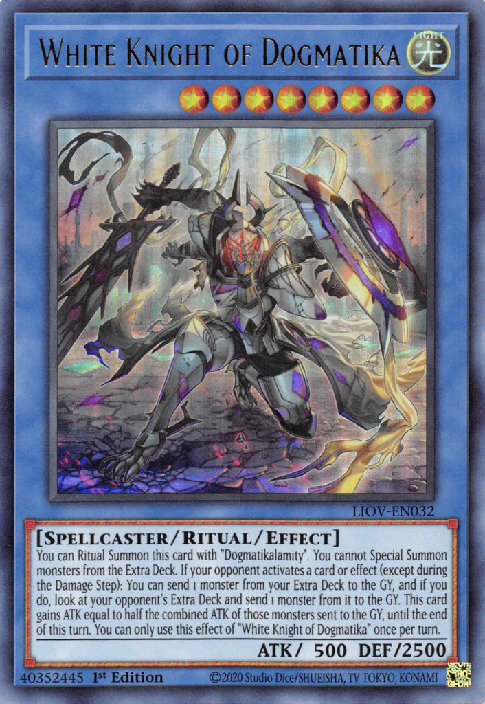 yugioh white knight cards Lightning Overdrive Ultra Rare of Dogmatika Liov-en032 trading and collectible card game (TCG/CCG) The DAY HAS COME